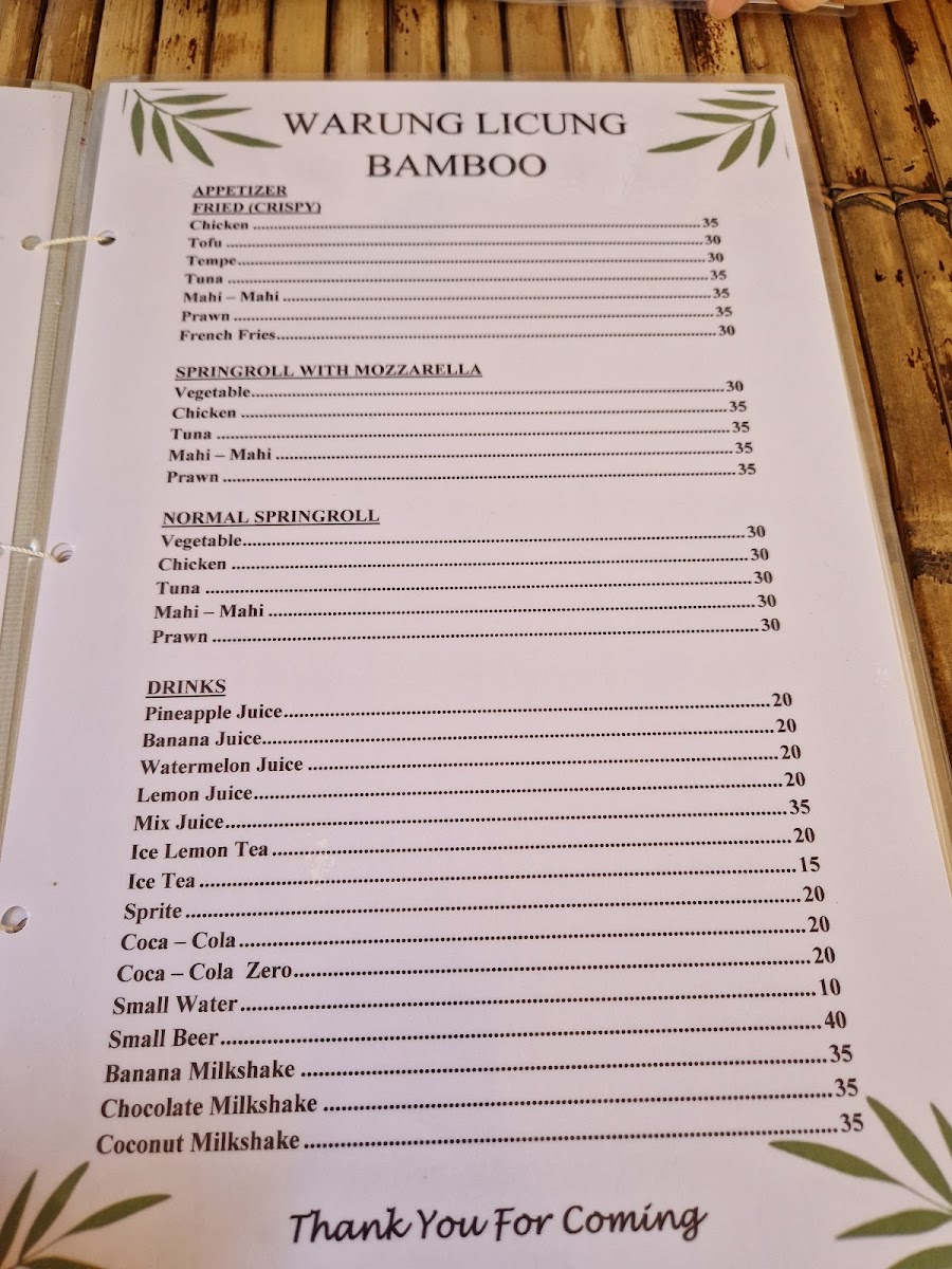 WARUNG LICUNG BAMBOO Menu - Image 1